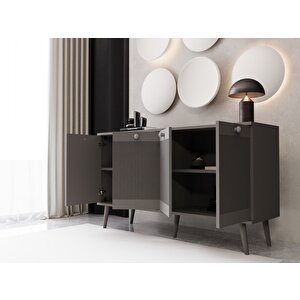 Melura Konsol 140 Cm %100 Mdf Lake Ahşap Ayaklı Gri