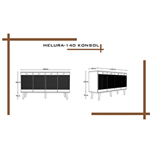 Melura Konsol 140 Cm %100 Mdf Lake Ahşap Ayaklı