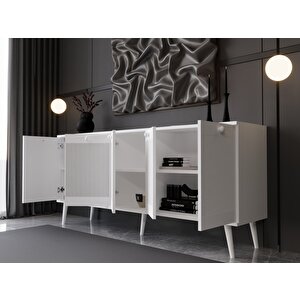 Melura Konsol 180 Cm %100 Mdf Lake Ahşap Ayaklı Beyaz