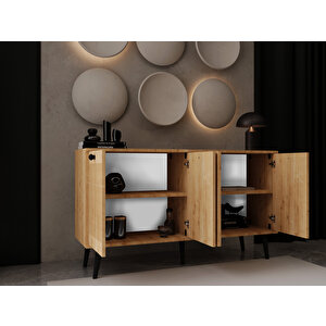Melura Konsol 160 Cm %100 Mdf Lake Ahşap Ayaklı Safir Meşe