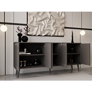 Melura Konsol 180 Cm %100 Mdf Lake Ahşap Ayaklı Gri
