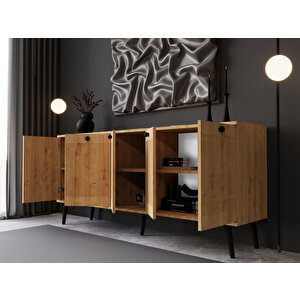 Melura Konsol 180 Cm %100 Mdf Lake Ahşap Ayaklı Safir Meşe