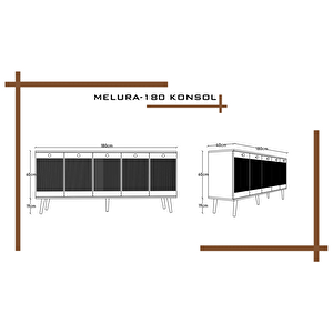 Melura Konsol 180 Cm %100 Mdf Lake Ahşap Ayaklı