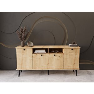 Lunaris Konsol 180 Cm %100 Mdf Lake Ahşap Ayaklı Safir Meşe