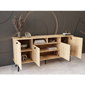 Lunaris Konsol 180 Cm %100 Mdf Lake Ahşap Ayaklı Safir Meşe