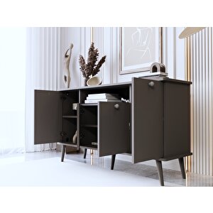 Lunaris Konsol 140 Cm %100 Mdf Lake Ahşap Ayaklı Gri