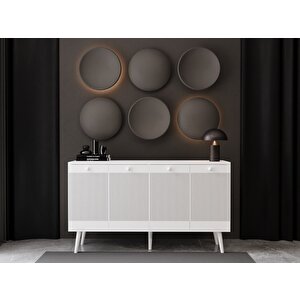 Melura Konsol 160 Cm %100 Mdf Lake Ahşap Ayaklı Beyaz