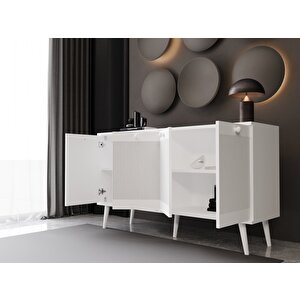 Melura Konsol 160 Cm %100 Mdf Lake Ahşap Ayaklı Beyaz