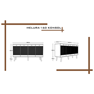 Melura Konsol 160 Cm %100 Mdf Lake Ahşap Ayaklı