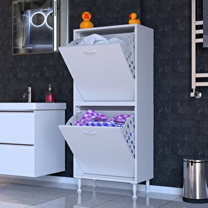 İlkim Banyo Dolabı Alt Ve Üst Modül Çamaşır  Sepeti (60 Cm Genişlik)