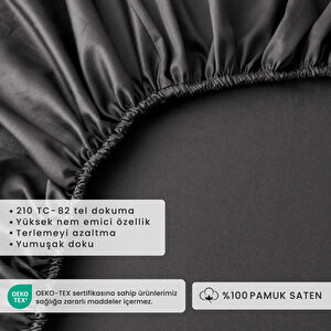 %100 Pamuk Saten Supreme Basic Tek Kişilik Lastikli Çarşaf Antrasit (100x200x35 Cm) Antrasit