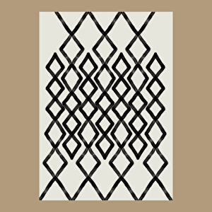 %100 Pamuk Spirit Kilim Beyaz-siyah (120x180 Cm) Beyaz- Siyah