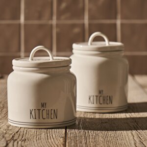 My Kitchen Porselen Kavanoz Beyaz (900 Cc) Beyaz