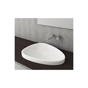 Etna Tezgah Üstü Lavabo 58 Cm Parlak Beyaz 1112-001-0125, Logolu Süzgeç Kapağı Ve Basmalı Süzgeç Dahil