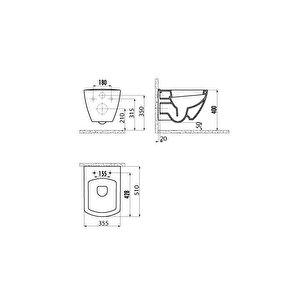 Creavit Tetra Asma Klozet (tp326.00) + Lara Tp Yavaş Kapanan Kapak 2'li Set