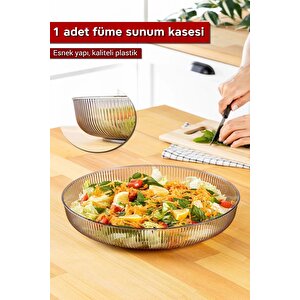 Füme Esnek Kırılmaz Plastik Meyve Sebze Salata Sunum Geniş Çanak Kasesi Mit1225