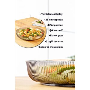 Füme Esnek Kırılmaz Plastik Meyve Sebze Salata Sunum Geniş Çanak Kasesi Mit1225