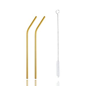 2 Adet Metal Paslanmaz Gold Pipet Ve Temizleme Fırçası Mit1217