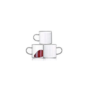 Cam Bardak Kupa Seti 125ml Isıya Ateşe Dayanıklı Çay Kahve Espresso Bardağı Kulplu Fincan 6 Adet
