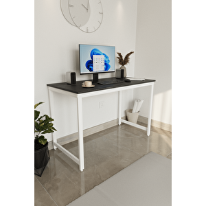 Siyah/beyaz 120x60 Çalışma Masası, Bilgisayar Masası, Ofis Masası, Metal Ayaklı - Sb-120