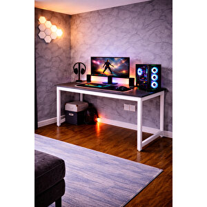 Siyah/beyaz Renk Oyuncu Masası 60x120 Cm, Bilgisayar Masası, Gamer Masası, Gaming Masa, Metal Ayaklı