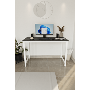 Siyah/beyaz 120x60 Çalışma Masası, Bilgisayar Masası, Ofis Masası, Metal Ayaklı - Sb-120