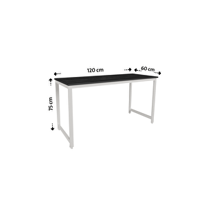 Siyah/beyaz 120x60 Çalışma Masası, Bilgisayar Masası, Ofis Masası, Metal Ayaklı - Sb-120