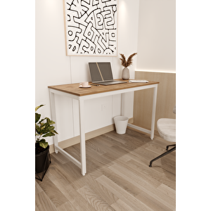 Çam/beyaz 120x60 Çalışma Masası, Bilgisayar Masası, Ofis Masası, Metal Ayaklı - Cb-120