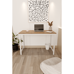 Çam/beyaz 120x60 Çalışma Masası, Bilgisayar Masası, Ofis Masası, Metal Ayaklı - Cb-120