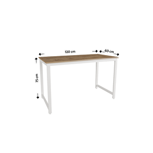 Çam/beyaz 120x60 Çalışma Masası, Bilgisayar Masası, Ofis Masası, Metal Ayaklı - Cb-120