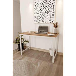Çam/beyaz 120x60 Çalışma Masası, Bilgisayar Masası, Ofis Masası, Metal Ayaklı - Cb-120