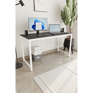 Siyah/beyaz 140x60 Çalışma Masası, Bilgisayar Masası, Ofis Masası, Metal Ayaklı - Sb-140