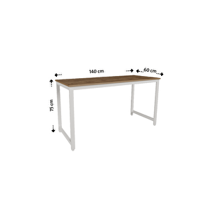 Çam/beyaz 140x60 Çalışma Masası, Bilgisayar Masası, Ofis Masası, Metal Ayaklı - Cb-140