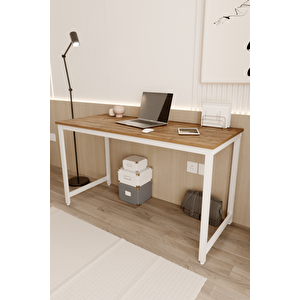 Çam/beyaz 140x60 Çalışma Masası, Bilgisayar Masası, Ofis Masası, Metal Ayaklı - Cb-140