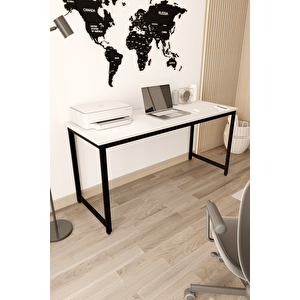 Beyaz/siyah 160x60 Çalışma Masası, Bilgisayar Masası, Ofis Masası, Metal Ayaklı - Bs-160