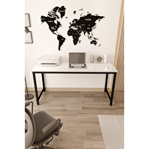 Beyaz/siyah 160x60 Çalışma Masası, Bilgisayar Masası, Ofis Masası, Metal Ayaklı - Bs-160