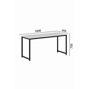 Beyaz/siyah 160x60 Çalışma Masası, Bilgisayar Masası, Ofis Masası, Metal Ayaklı - Bs-160