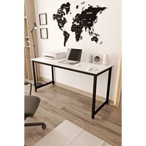 Beyaz/siyah 160x60 Çalışma Masası, Bilgisayar Masası, Ofis Masası, Metal Ayaklı - Bs-160