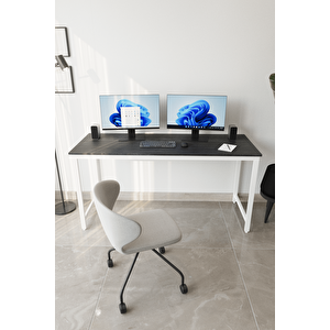 Siyah/beyaz 160x60 Çalışma Masası, Bilgisayar Masası, Ofis Masası, Metal Ayaklı - Sb-160