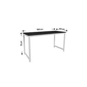 Siyah/beyaz 160x60 Çalışma Masası, Bilgisayar Masası, Ofis Masası, Metal Ayaklı - Sb-160