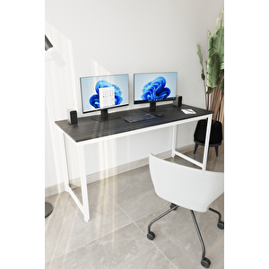 Siyah/beyaz 160x60 Çalışma Masası, Bilgisayar Masası, Ofis Masası, Metal Ayaklı - Sb-160