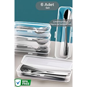 6 Adet Şeffaf Çeyizlik Çatal Kaşık Düzenleyici Taşıma Seti Piknik Saklama Kutusu Mit1239