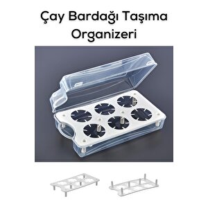 6 Lı Çantalı Çay Bardağı Taşıma Kutusu Seyahat Piknik Seti Mit1236