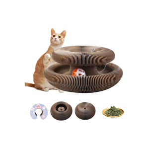 Akordiyon Kedi Tırmalama Oyuncağı Panosu Çıngıraklı Top Ve Kedi Nanesi Hediyeli Mit1250