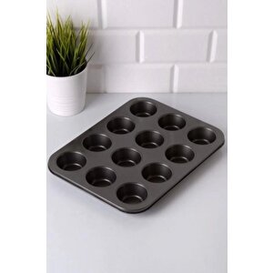 12'li Kek Kalıbı Yanmaz Yapışmaz Muffin Cupcake Kalıbı Kek Kalıbı