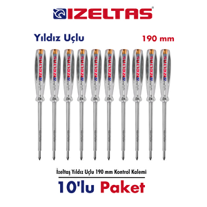 İzeltaş Yıldız Uçlu Elektrik Kontrol Kalemi 190 Mm Büyük Boy 10 Adet
