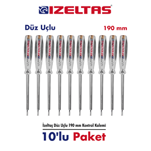 İzeltaş Düz Uçlu Elektrik Kontrol Kalemi 190 Mm Büyük Boy 10 Adet