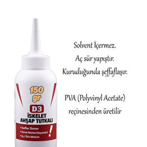 İskelet Ahşap Tutkalı Hazır 150 Gram Şeffaf D3 Tahta Mdf Sunta Kumaş Kağıt Diy Uygulama Yapıştırıcı