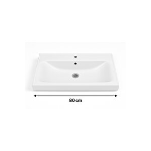 Arista 80 Cm Antrasit Renkli Mdf, Seramik Lavabolu Alt - Üst Ve Boy Dolaplı, Banyo Dolabı Seti