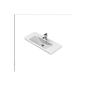 Lumina 85 Cm, Beyaz Renkli, Seramik Lavabolu, Alt - Üst Dolap, Banyo Dolabı Takımı.